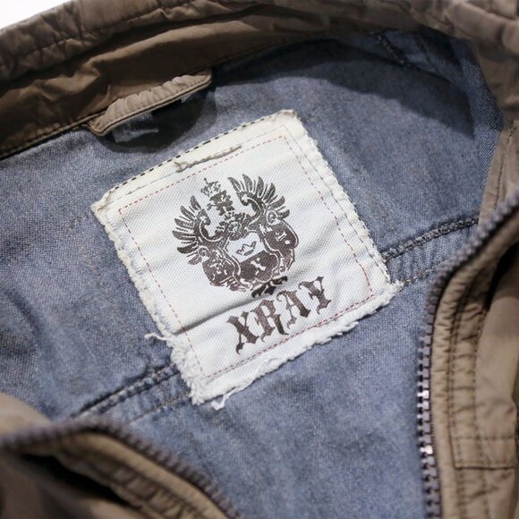 XRAY Vintage Y2K Jeans Men's Collared Full Zip Jacket Size - Green - L - Picture 6 of 11